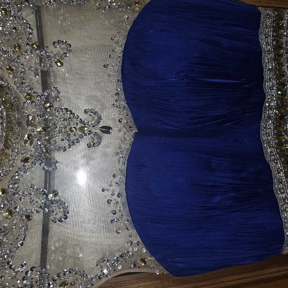 Elegant Blue and Silver Embellished Dress